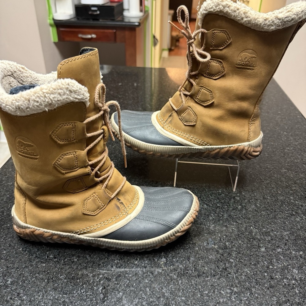 SOREL Out N About Plus Tall Boots Womens 8 Elk Tan Waterproof Snow NL3146-286